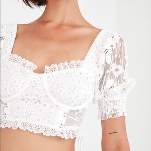 For Love & Lemons White Lace Top